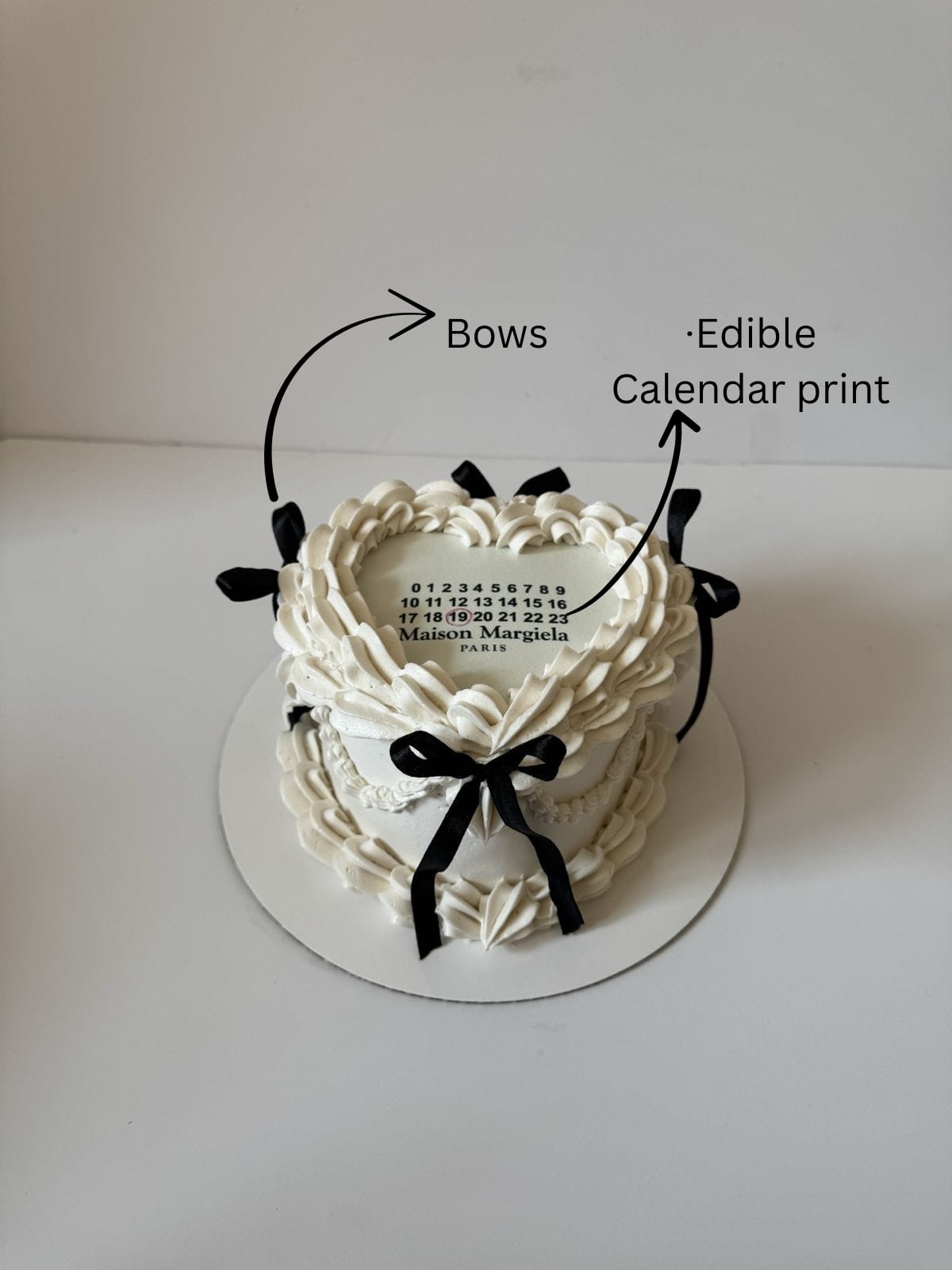 Elegant Heart-Shaped Calendar Cake