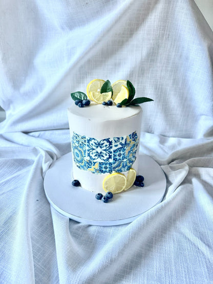 Mediterranean Lemon & Blueberry Tile Cake