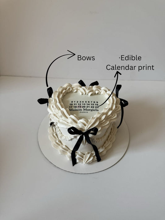 Elegant Heart-Shaped Calendar Cake