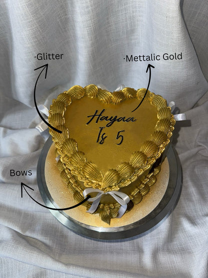 Luxury Heart-Shaped Gold Cake