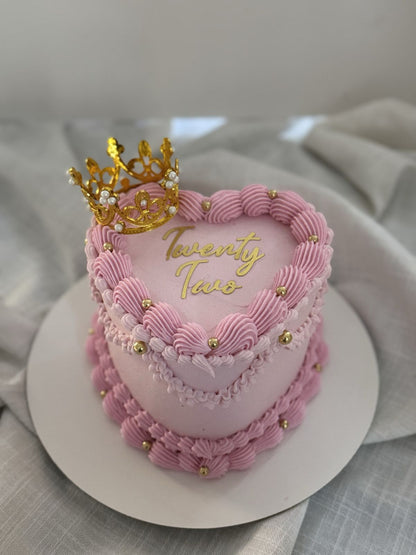Pink Crown Heart Cake