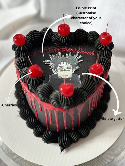 Anime Black Heart Cake