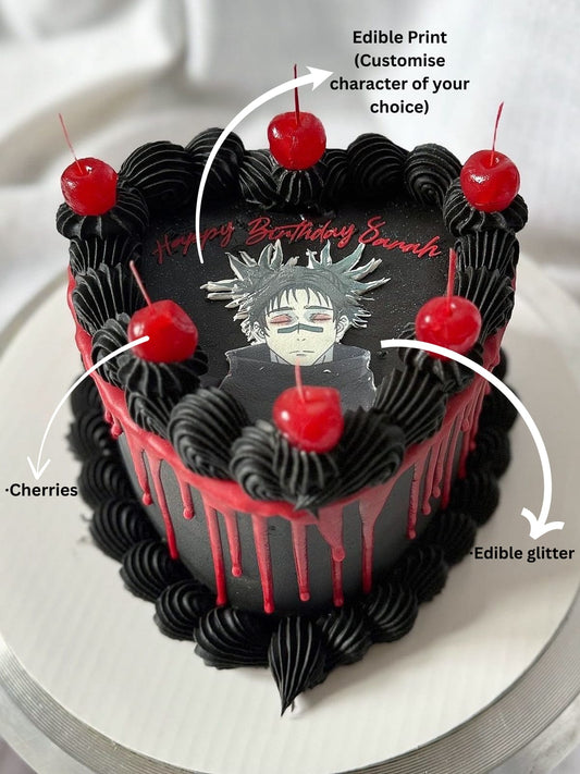 Anime Black Heart Cake