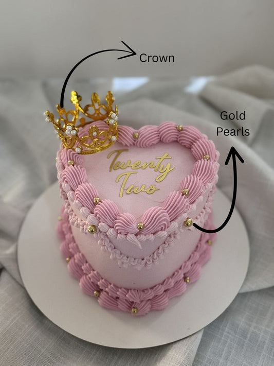 Pink Crown Heart Cake