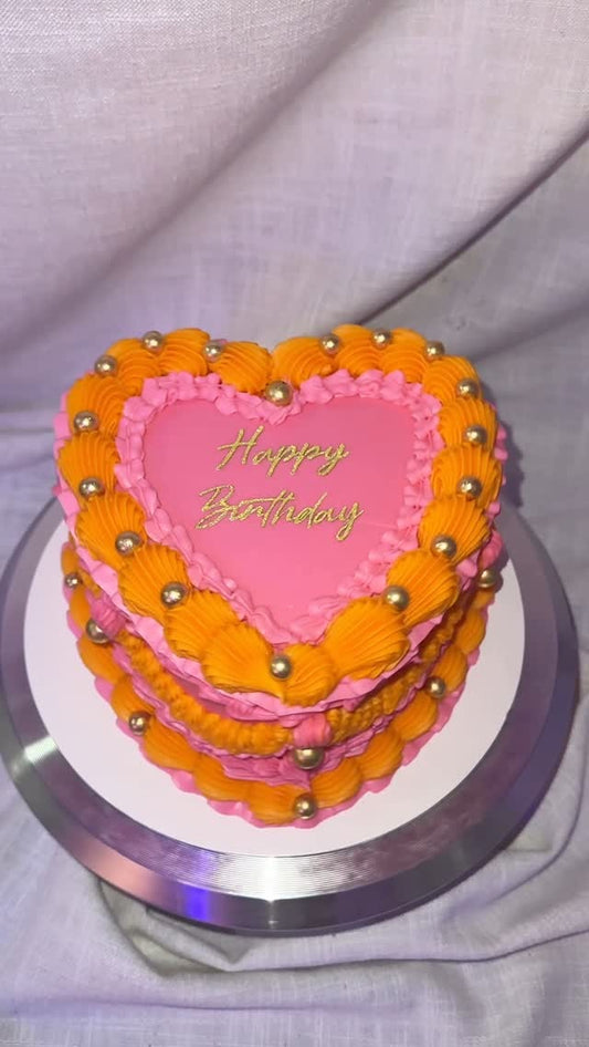 Heart Shape Orange and Pink Cake