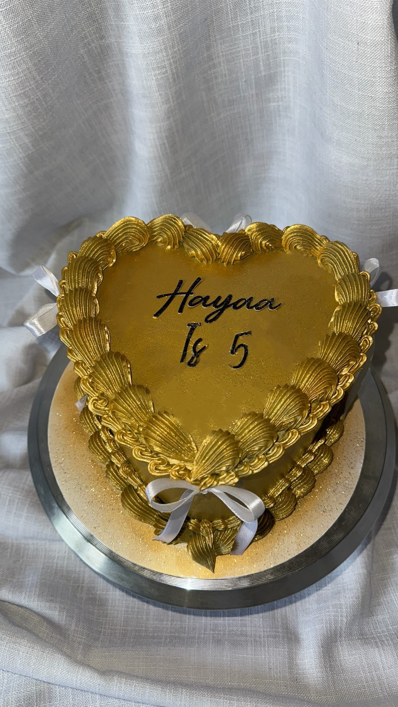 Luxury Heart-Shaped Gold Cake