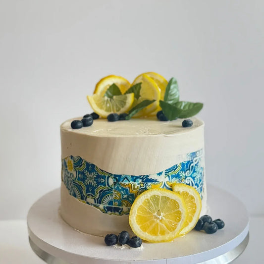 Mediterranean Lemon & Blueberry Tile Cake